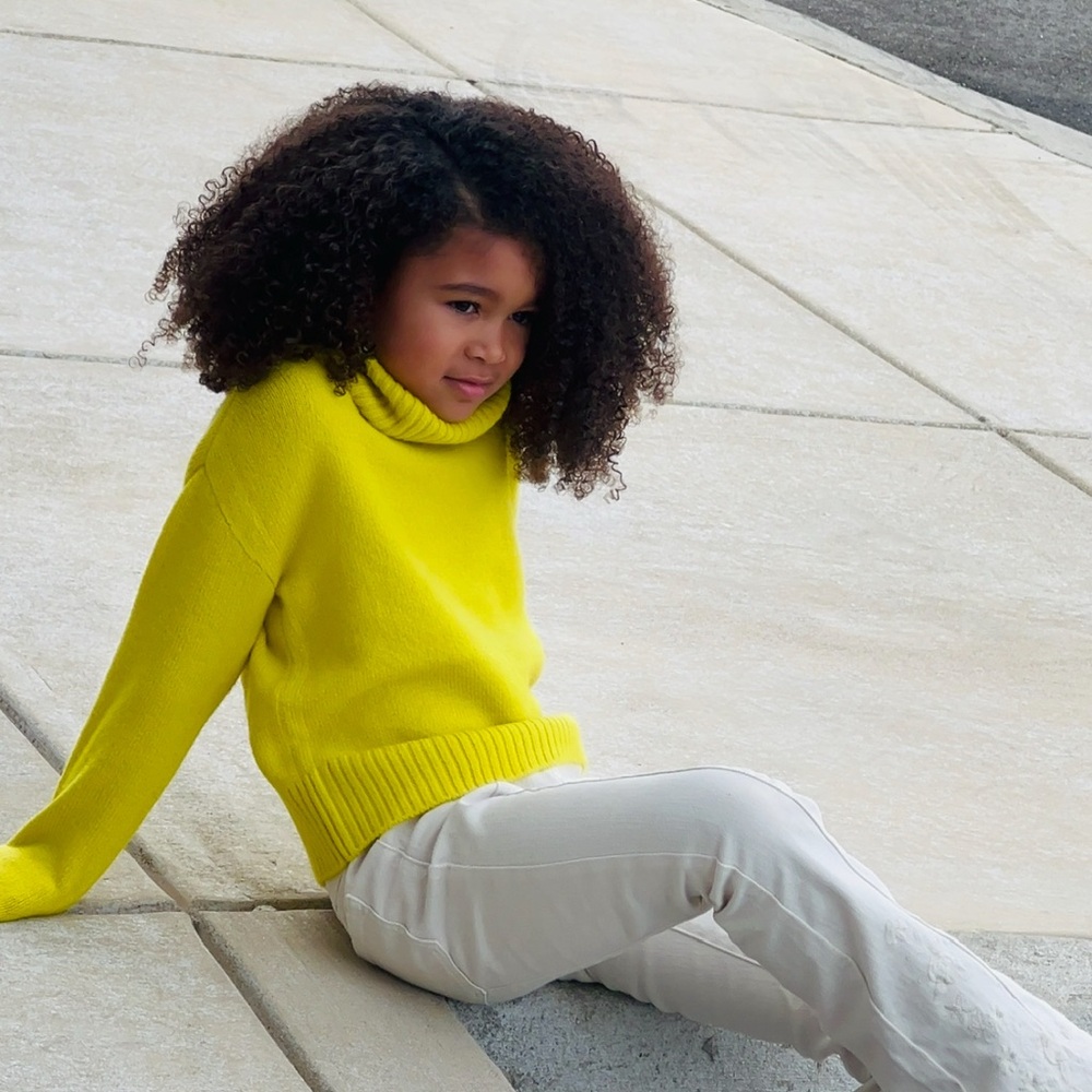 Vibrant Yellow Chunky Knit Turtleneck Sweater